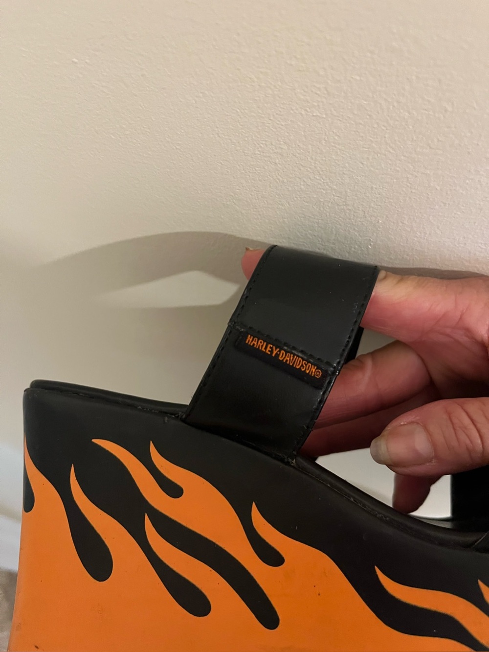 Black & Orange Flame Platform Wedge Sandals - Harley Davidson - Picture 7 of 7